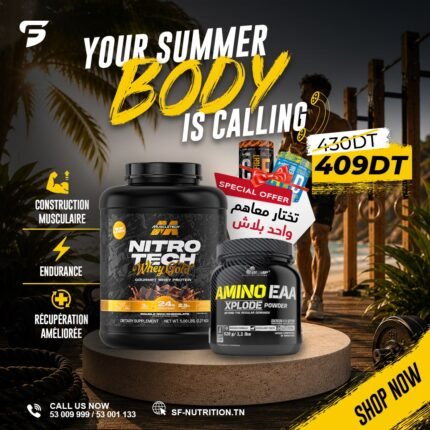 Nitro-Tech Whey Gold + Olimp Amino EAA Xplode Powder + 1 Cadeau au Choix Offert